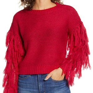 Love by Design Fringe Sleeve Sweater Red